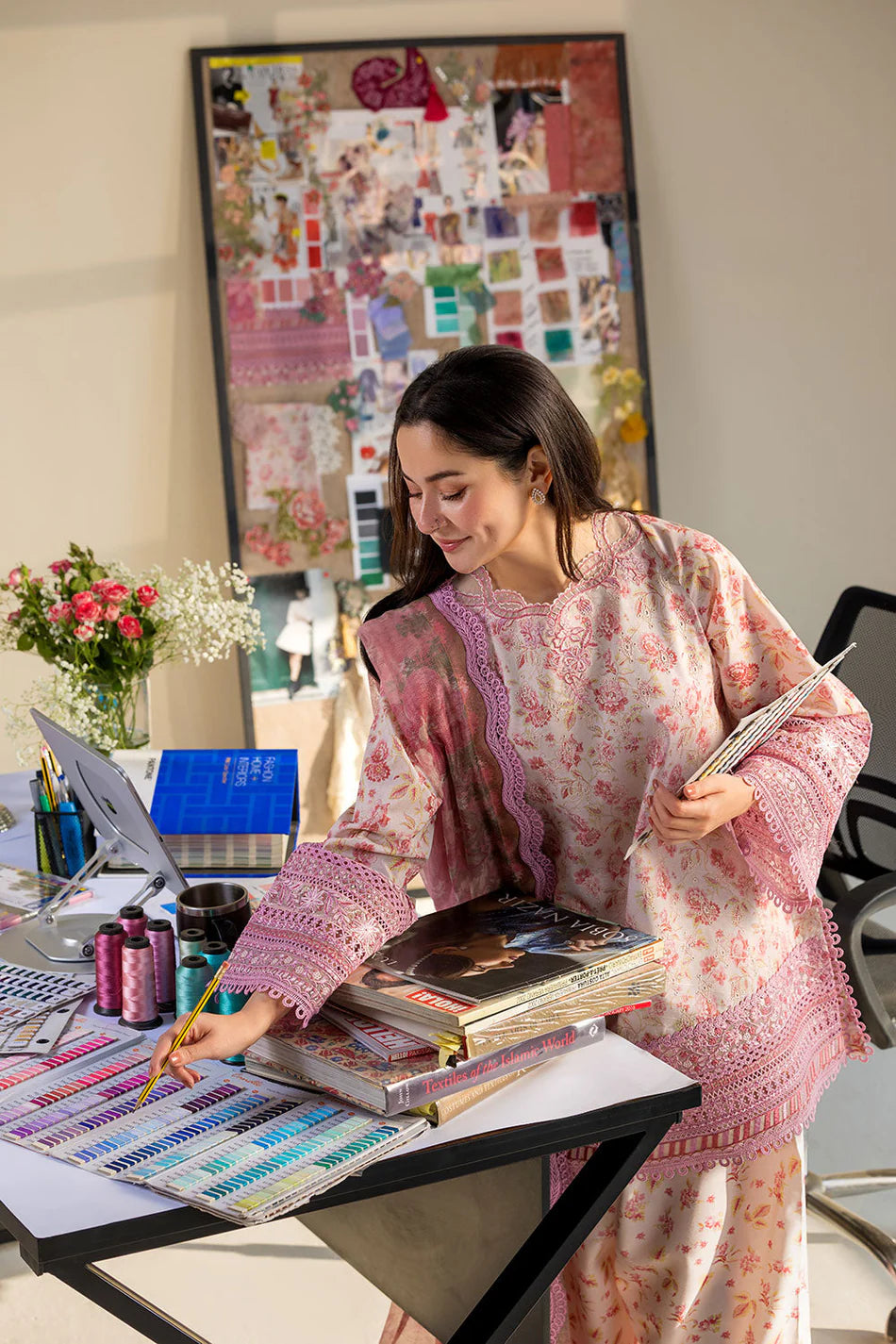 SOBIA NAZIR-3PC LAWN DIGITAL PRINTED EMB SHIRT WITH SILK PRINTED DUPATTA AND PRINTED TROUSER-UR-556