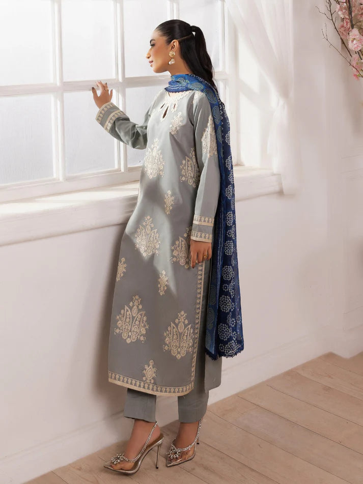 MOHAGNI-3PC LAWN EMBROIDERED SHIRT WITH MONARK PRINTED DUPATTA AND TROUSER-UR-2932