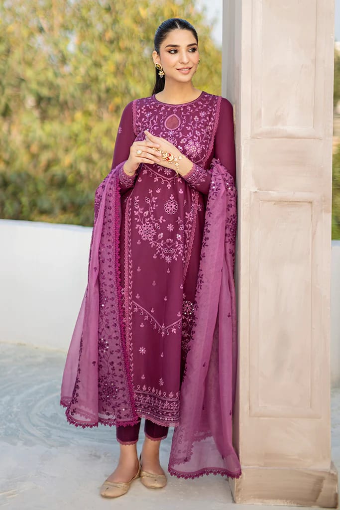 ASIM JOFA- 3PC LAWN HEAVY EMBROIDERED SHIRT WITH ORGANZA HEAVY EMBROIDERED DUPATTA-UR-2517