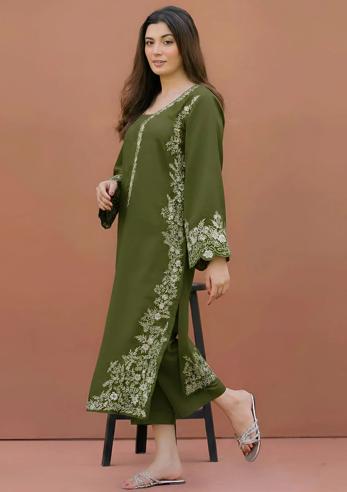 LAJWANTI-2PC LAWN EMBROIDERED SHIRT WITH LAWN TROUSER-UR-122