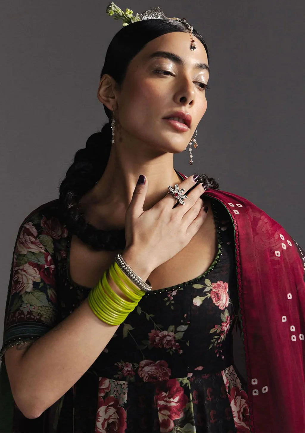 ZARA SHAH JAHAN-3PC DIGITAL PRINTED FROCK WITH SILK PRINTED DUPATTA & DYED TROUSER-UR-525