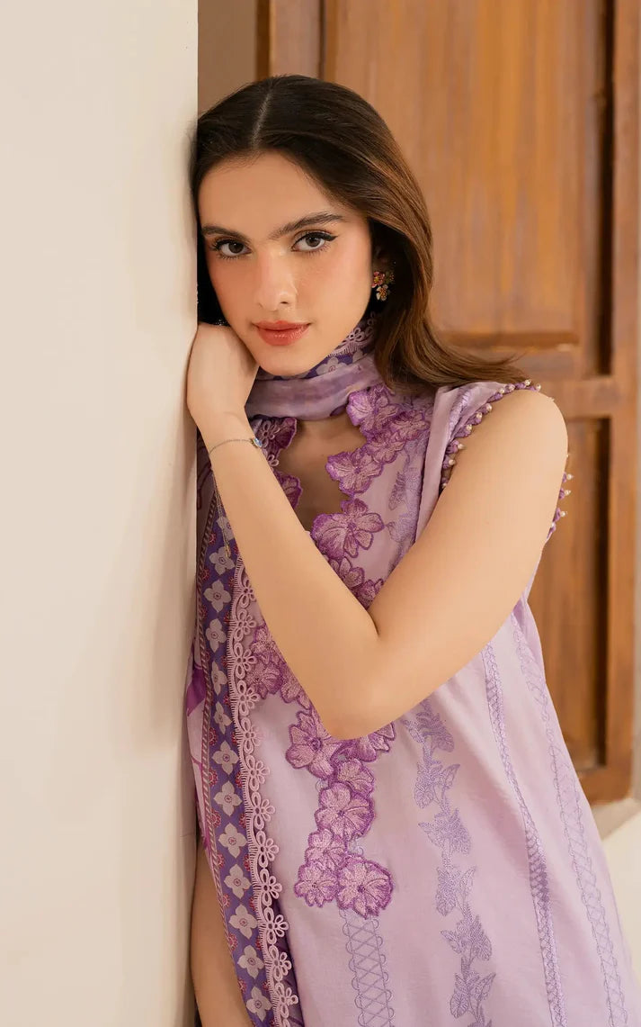 ASIFA NABEEL-3PC LAWN EMBROIDERED SHIRT WITH MONARK PRINTED DUPATTA AND TROUSER-UR-2931