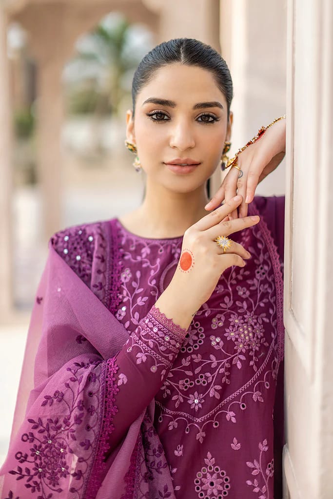 ASIM JOFA- 3PC LAWN HEAVY EMBROIDERED SHIRT WITH ORGANZA HEAVY EMBROIDERED DUPATTA-UR-2517