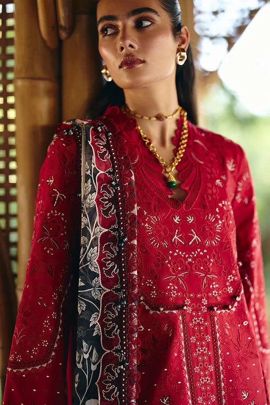 SUFFUSE-3PC LAWN EMBROIDERED SHIRT WITH CHIFFON PRINT DUPATTA AND EMB TROUSER-UR-4590
