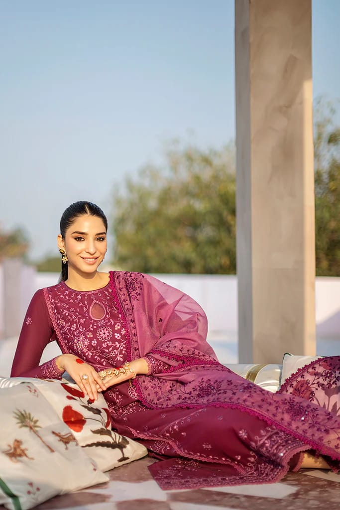ASIM JOFA- 3PC LAWN HEAVY EMBROIDERED SHIRT WITH ORGANZA HEAVY EMBROIDERED DUPATTA-UR-2517