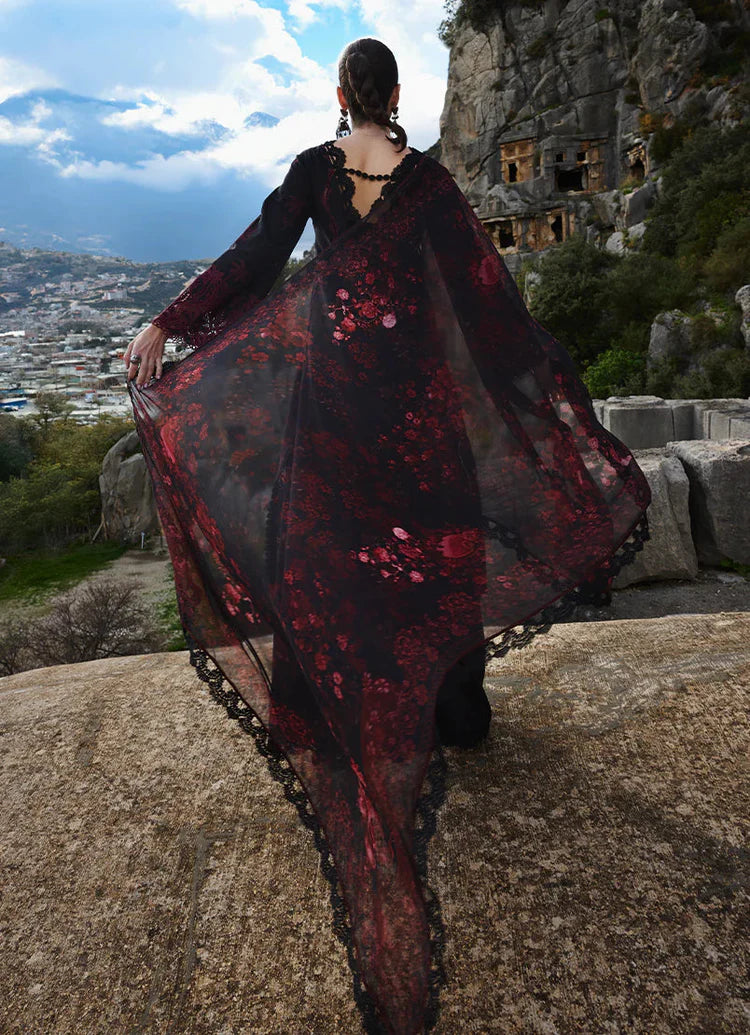 IMAGE-3PC LAWN EMBROIDERED SHIRT WITH CHIFFON PRINTED DUPATTA AND TROUSER-UR-3575