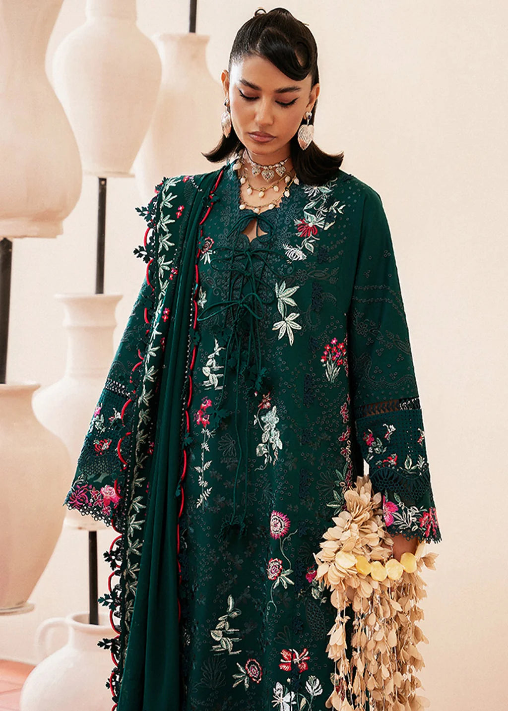 BATIK-3PC LAWN EMBROIDERED SHIRT WITH ORGANZA EMBROIDERED DUPATTA AND TROUSER-UR-3573