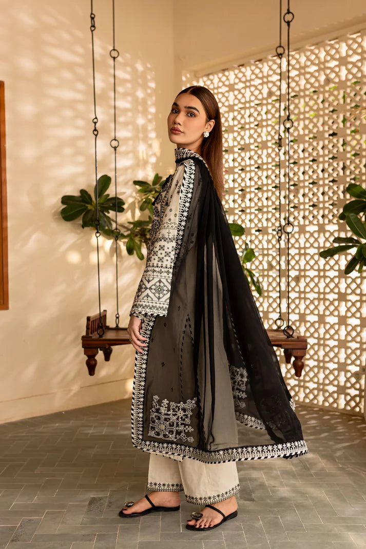 BATIK-3PC LAWN EMBROIDERED SHIRT WITH CHIFFON EMBROIDERED DUPATTA AND TROUSER-UR-2812
