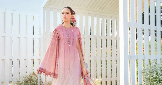 MARIA.B-3PC LAWN PRINTED EMB SHIRT WITH CHIFFON PRINT DUPATTA AND PRINT TROUSER-UR-2836