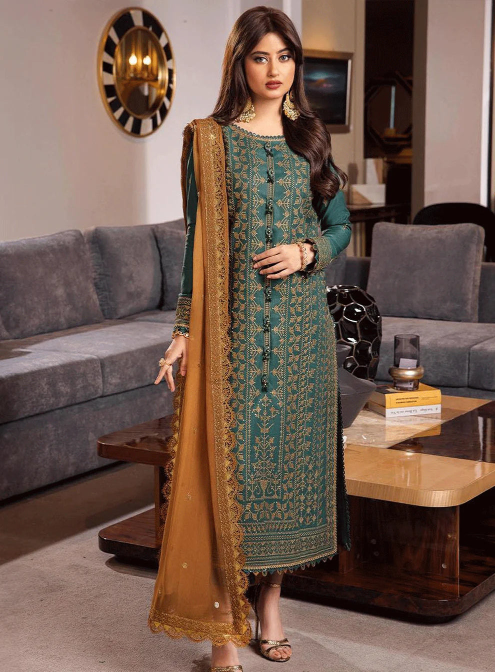 ASIM JOFA -3PC LAWN EMBROIDERED WITH BAMBER CHIFFON EMBROIDERED DUPATTA-UR-2543