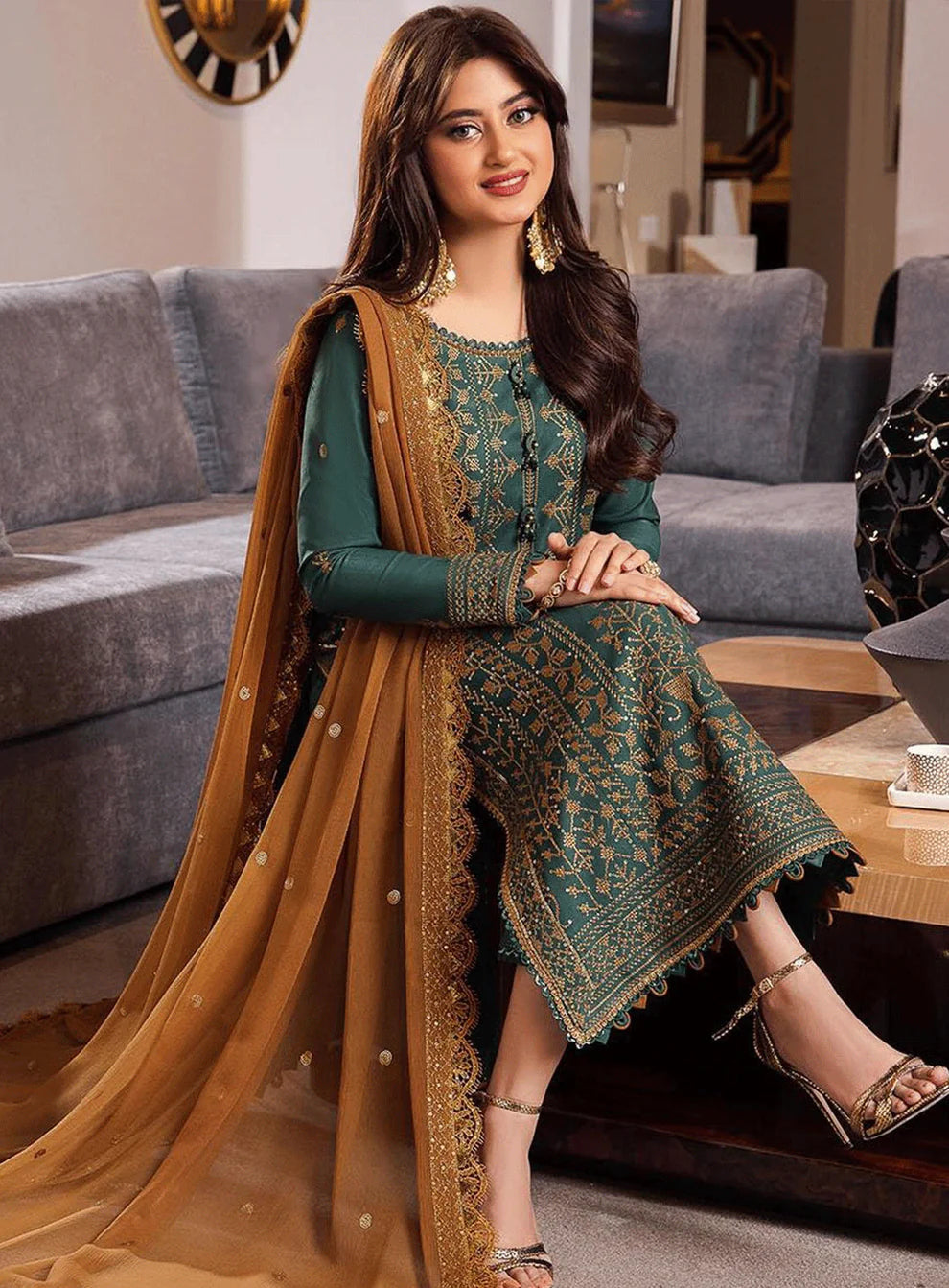 ASIM JOFA -3PC LAWN EMBROIDERED WITH BAMBER CHIFFON EMBROIDERED DUPATTA-UR-2543