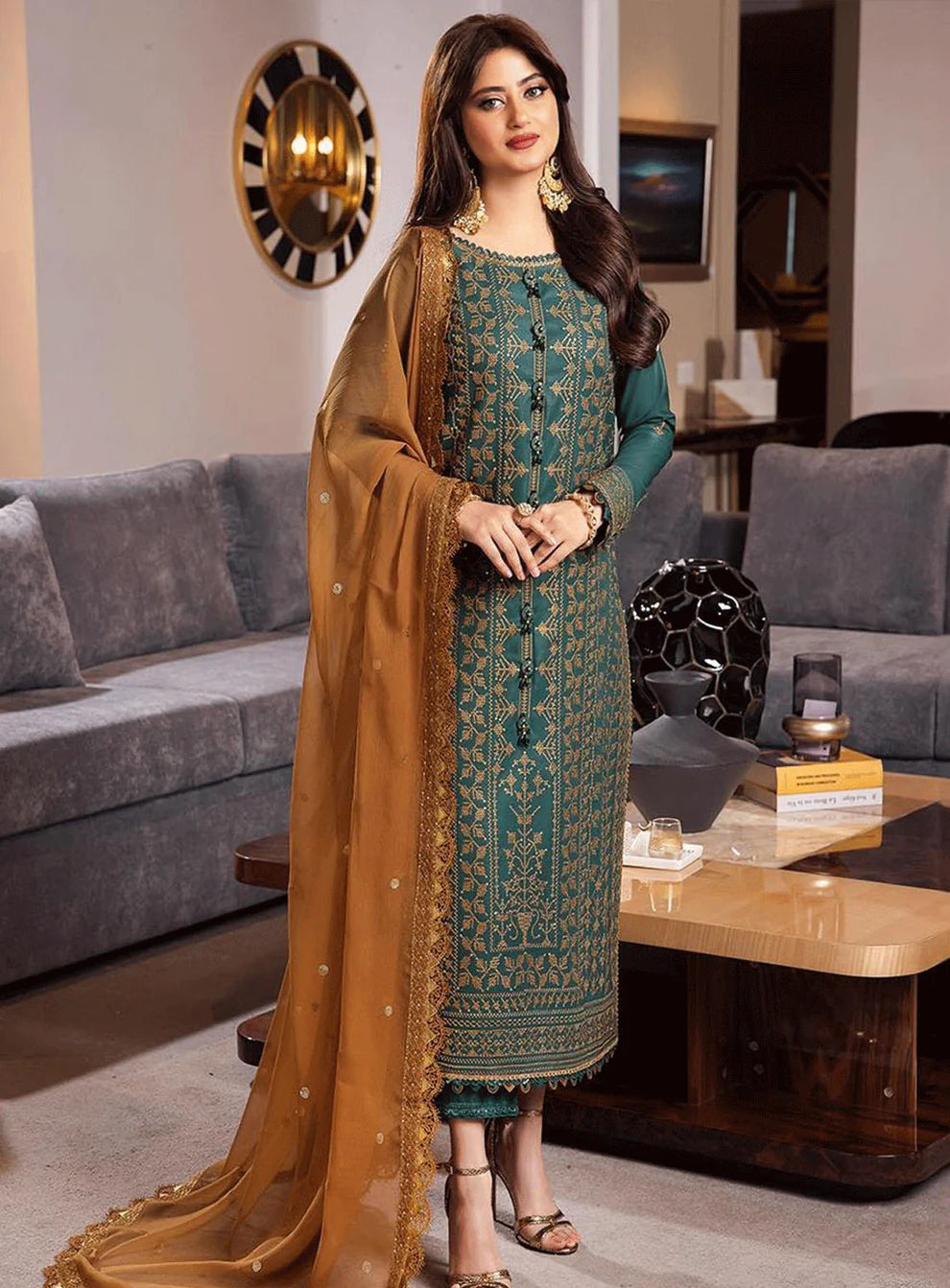 ASIM JOFA -3PC LAWN EMBROIDERED WITH BAMBER CHIFFON EMBROIDERED DUPATTA-UR-2543