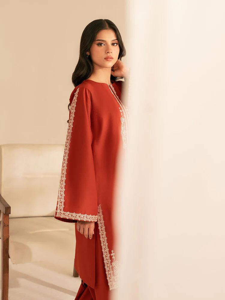 BATIK-2PC DHANAK EMBROIDRED SHIRT WITH DHANAK EMBROIDRED SLEEVES-UR-2704