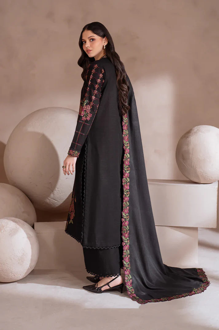 IZNIK-3PC DHANAK EMBROIDERED SHIRT WITH DHANAK EMBROIDERED SHAWL & TROUSER-1757