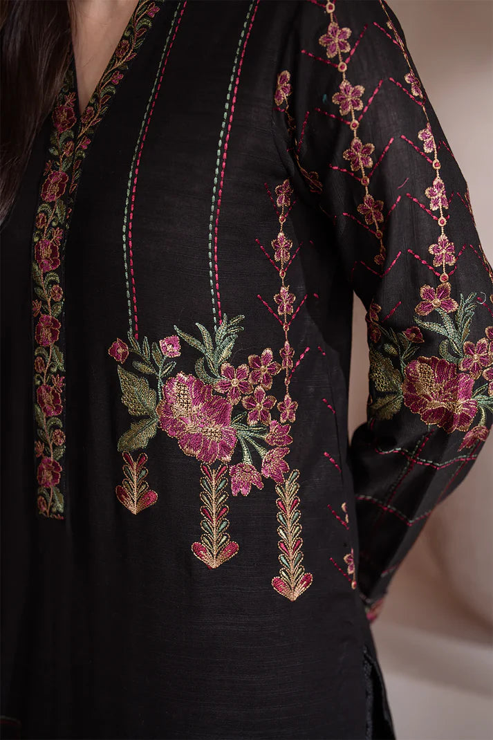 IZNIK-3PC DHANAK EMBROIDERED SHIRT WITH DHANAK EMBROIDERED SHAWL & TROUSER-1757