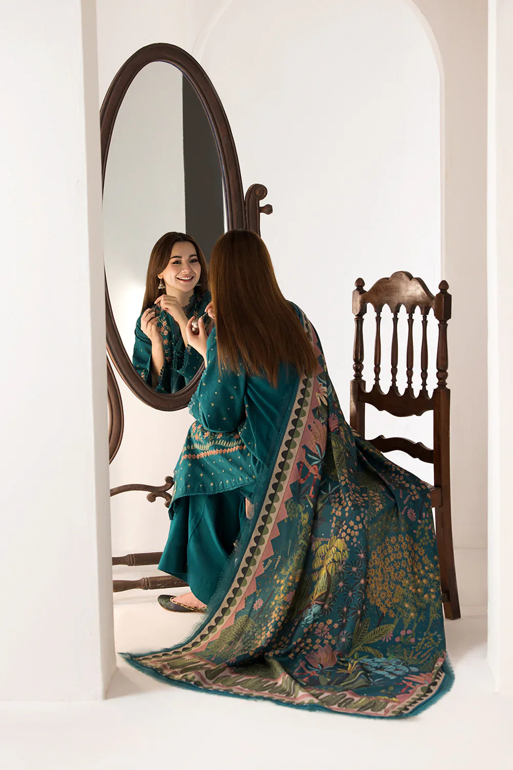 SOBIA NAZIR- 3PC LAWN EMBROIDERED SHIRT WITH MONARK PRINTED DUPATTA AND TROUSER-UR-2551
