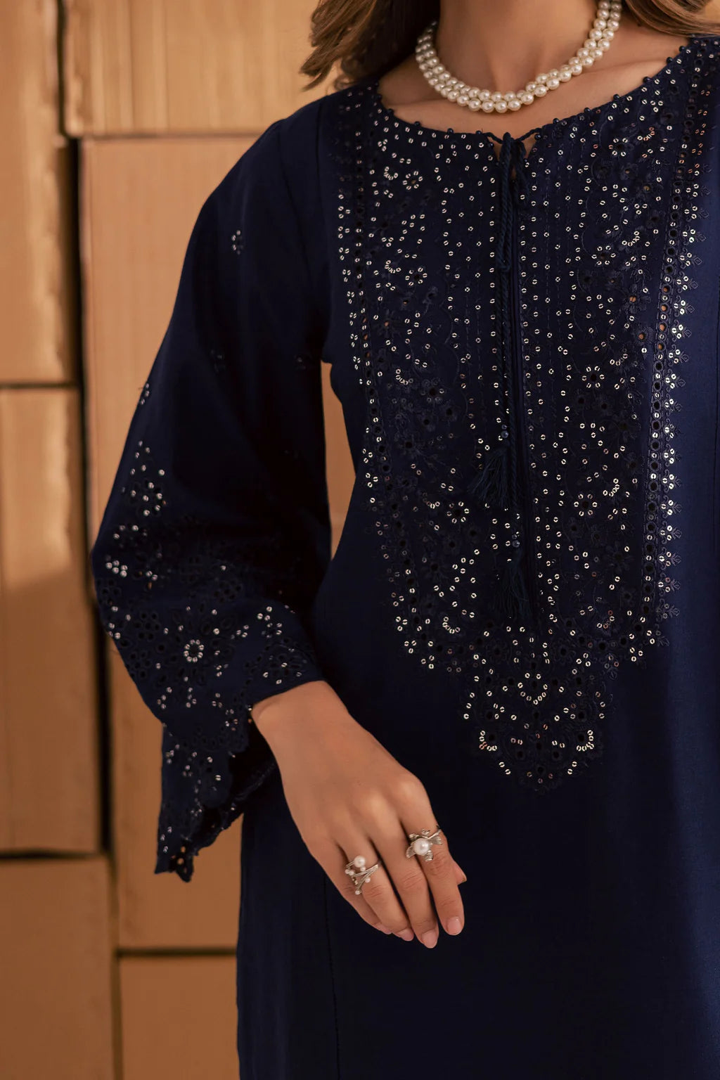 BATIK-2PIECE LAWN SEQUIN & CHIKAN EMB NECKLINE WITH SEQUIN EMB TROUSER-UR-220