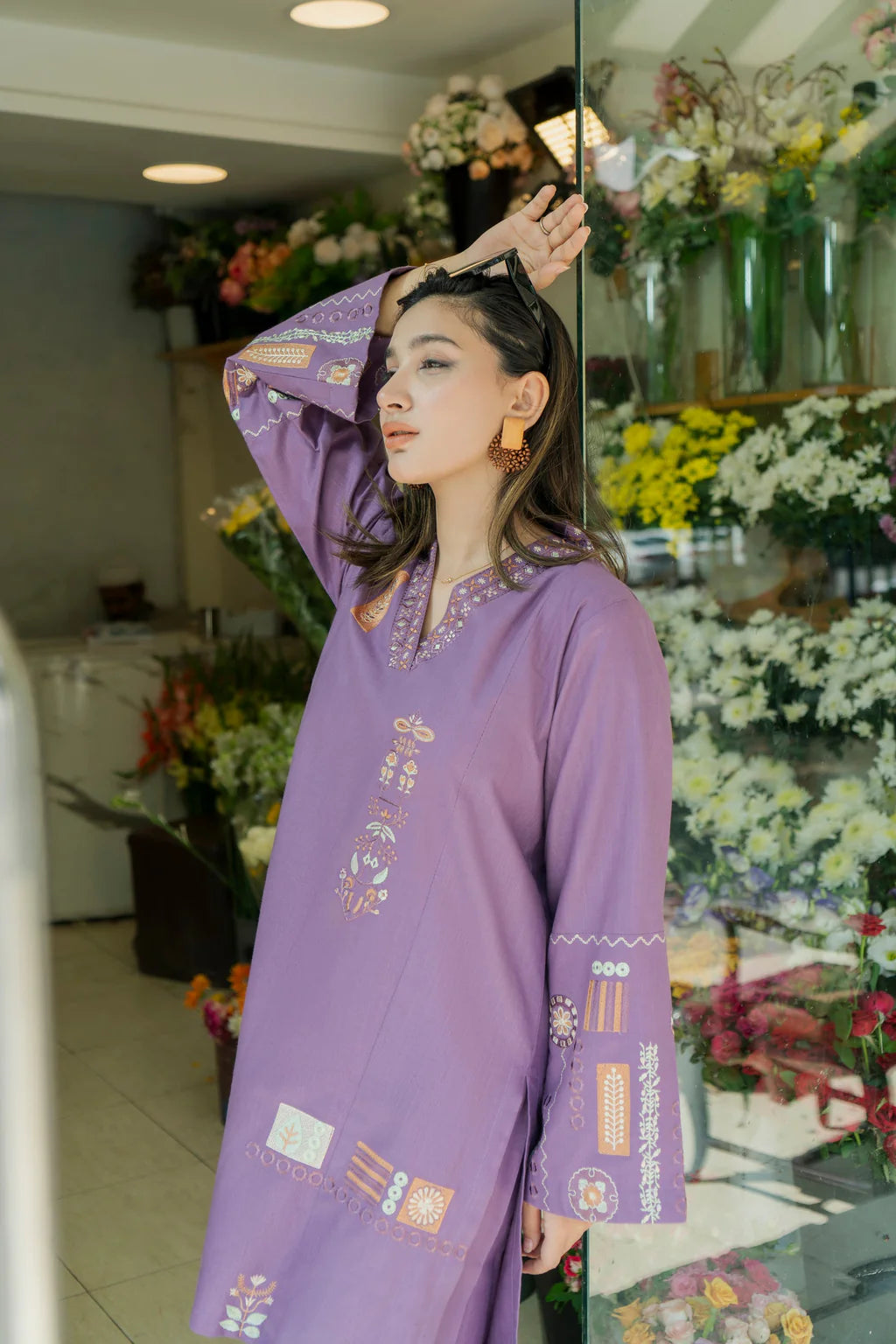URGE-2PC DHANAK EMBROIDERED SHIRT WITH DHANAK EMBROIDRED TROUSER-UR-2731