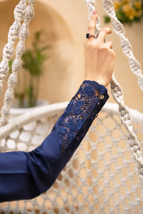 AZURE-3PC LAWN EMBROIDERED SHIRT WITH MONARK PRINT DUPATTA AND TROUSER-UR-2573
