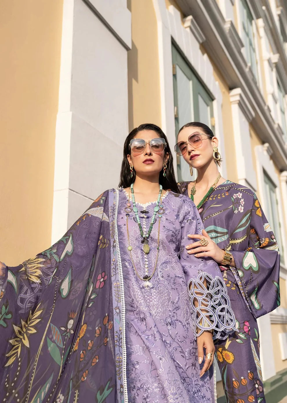 MUSHQ-3PC LAWN EMBROIDERED SHIRT WITH MONARK PRINTED DUPATTA & TROUSER-UR-2580