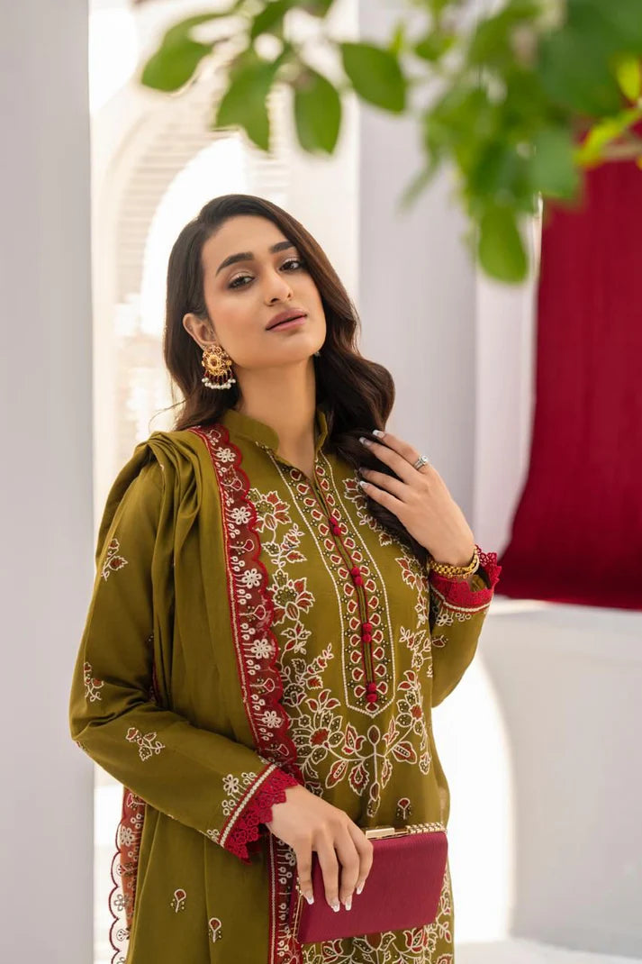 3PC LAWN EMBROIDERED SHIRT WITH LAWN EMBROIDERED READY TO WEAR DUPATTA-UR-2617