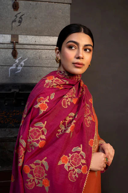 ZARA SHAHJAHAN.3PC LAWN EMBROIDERED SHIRT WITH MONARK PRINT DUPATTA AND TROUSER-UR-2571