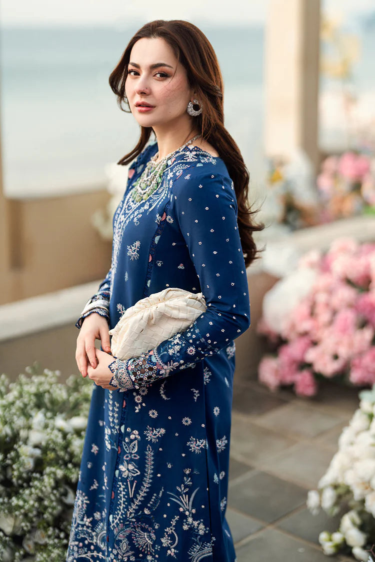 QALAMKAR-3PC LAWN EMBROIDERED SHIRT WITH KHADDI NET EMBROIDERED DUPATTA AND TROUSER-UR-3568