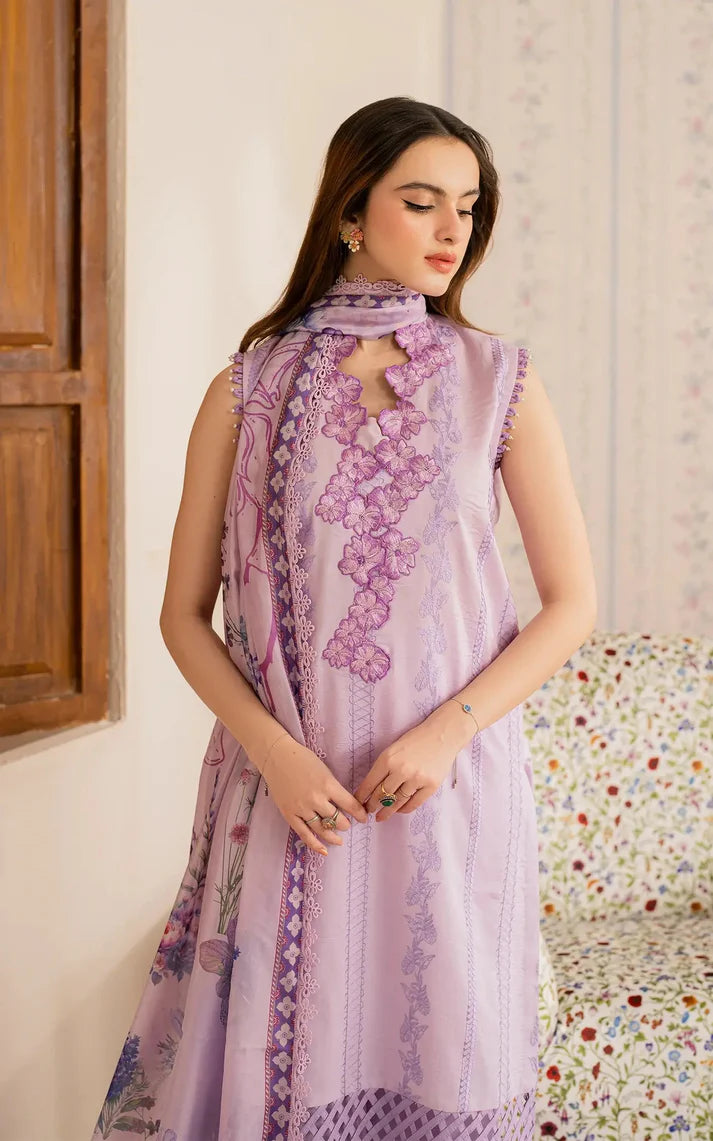 ASIFA NABEEL-3PC LAWN EMBROIDERED SHIRT WITH MONARK PRINTED DUPATTA AND TROUSER-UR-2931