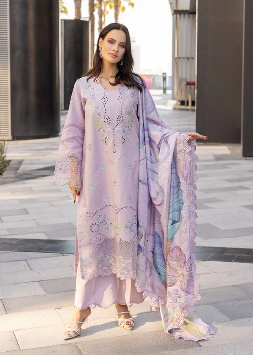 RANG RASIYA-3PC LAWN EMBROIDERED SHIRT WITH MONARK PRINT DUPATTA AND TROUSER-UR-2807