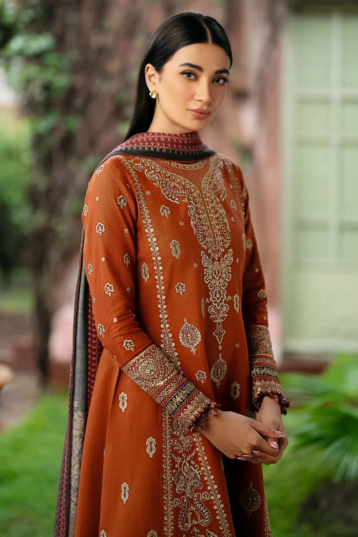 JAZMIN-3PC LAWN EMBROIDERED SHIRT WITH MONARK PRINTED DUPATTA AND TROUSER-UR- 2555