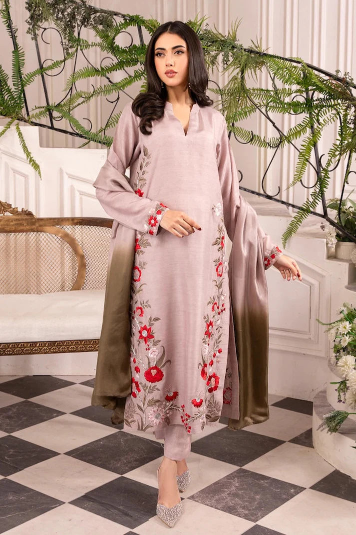 MIRANA-3PC LAWN EMBROIDERED SHIRT WITH CHIFFON TYE & DYE DUPATTA AND TROUSER-UR-2839
