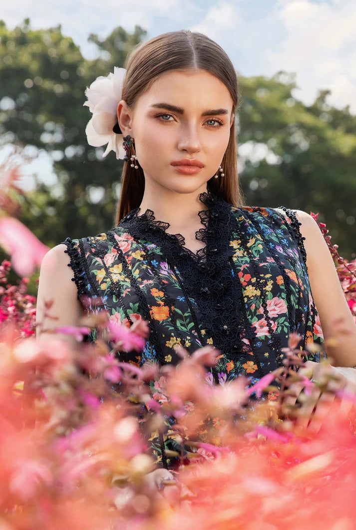 MARIA.B-3PC LAWN PRINTED EMB SHIRT WITH CHIFFON PRINT DUPATTA AND PRINT TROUSER-UR-2867