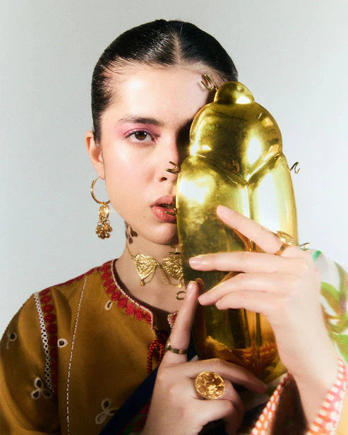 HUSSAIN REHAR - 3PC LAWN HEAVY EMBROIDERED SHIRT WITH MONARK PRINTED DUPATTA AND EMB TROUSER-UR-3240