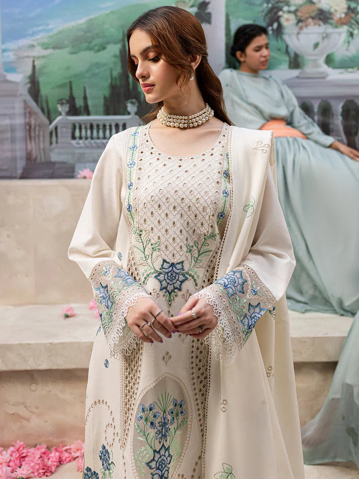 JAZMIN-3PC LAWN LASER EMBROIDERED SHIRT WITH LAWN LASER CUT EMBROIDERED READY TO WEAR DUPATTA-UR-2699-EID
