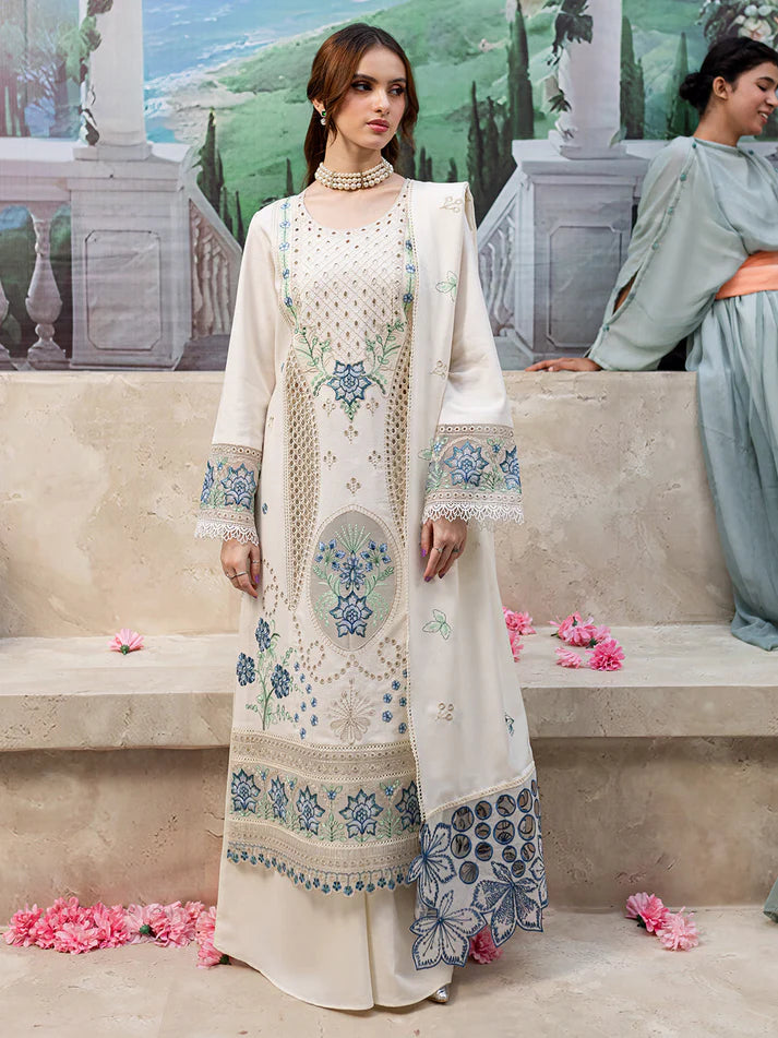JAZMIN-3PC LAWN LASER EMBROIDERED SHIRT WITH LAWN LASER CUT EMBROIDERED READY TO WEAR DUPATTA-UR-2699-EID
