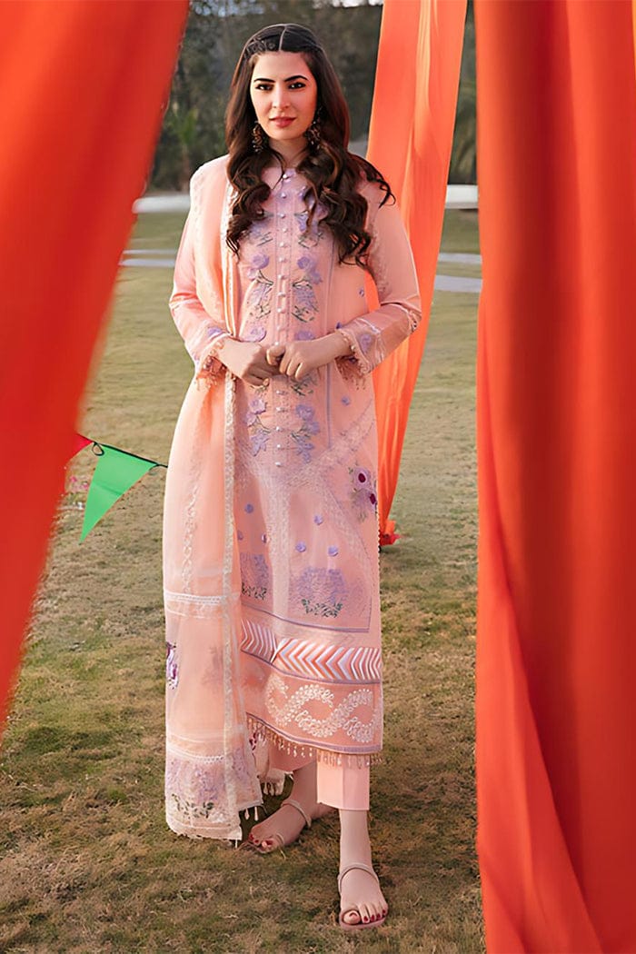 PARISHAY-3PC LAWN EMBROIDERED SHIRT WITH ORGANZA EMBROIDERED DUPATT-UR-2510