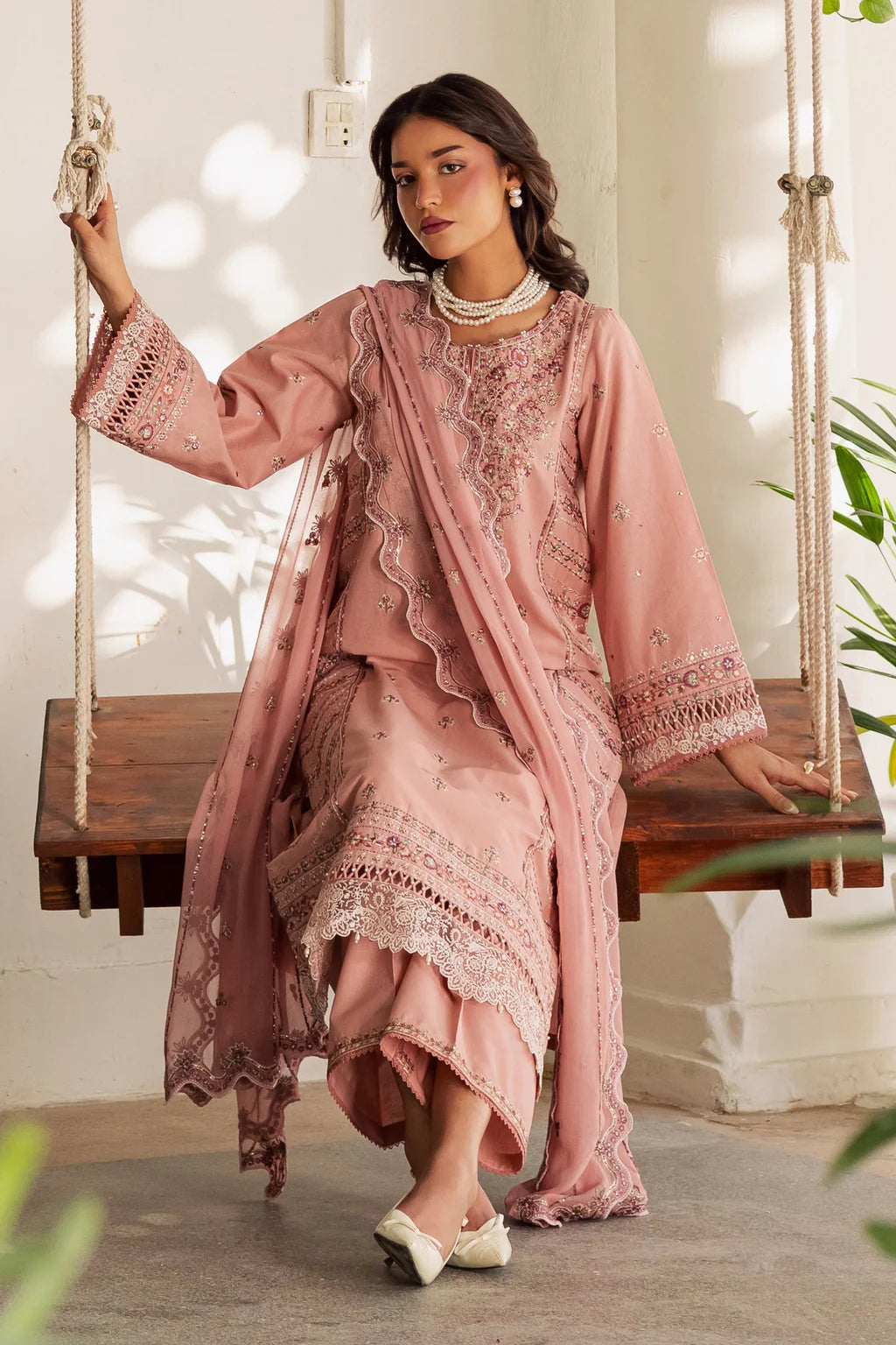 BATIK-3PC LAWN EMBROIDERED SHIRT WITH KHADDI NET EMBROIDERED DUPATTA AND EMB TROUSER-UR-3630