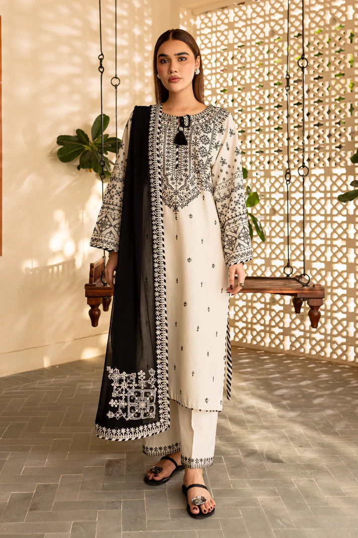 BATIK-3PC LAWN EMBROIDERED SHIRT WITH CHIFFON EMBROIDERED DUPATTA AND TROUSER-UR-2812