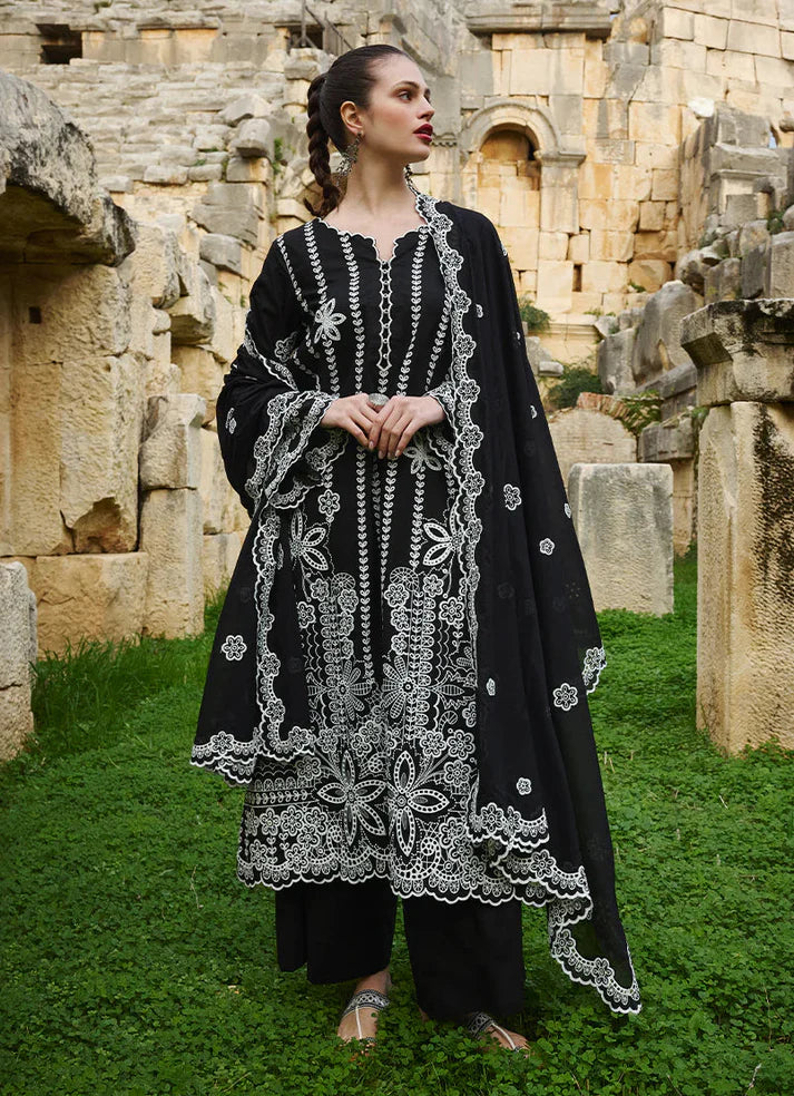 IMAGE-3PC LAWN EMBROIDERED SHIRT WITH CHIFFON EMBROIDERED DUPATTA AND TROUSER-UR-2933-B