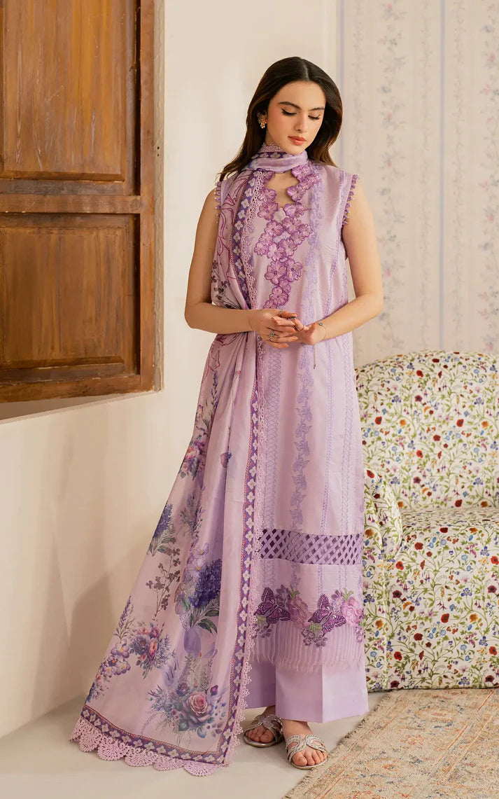ASIFA NABEEL-3PC LAWN EMBROIDERED SHIRT WITH MONARK PRINTED DUPATTA AND TROUSER-UR-2931
