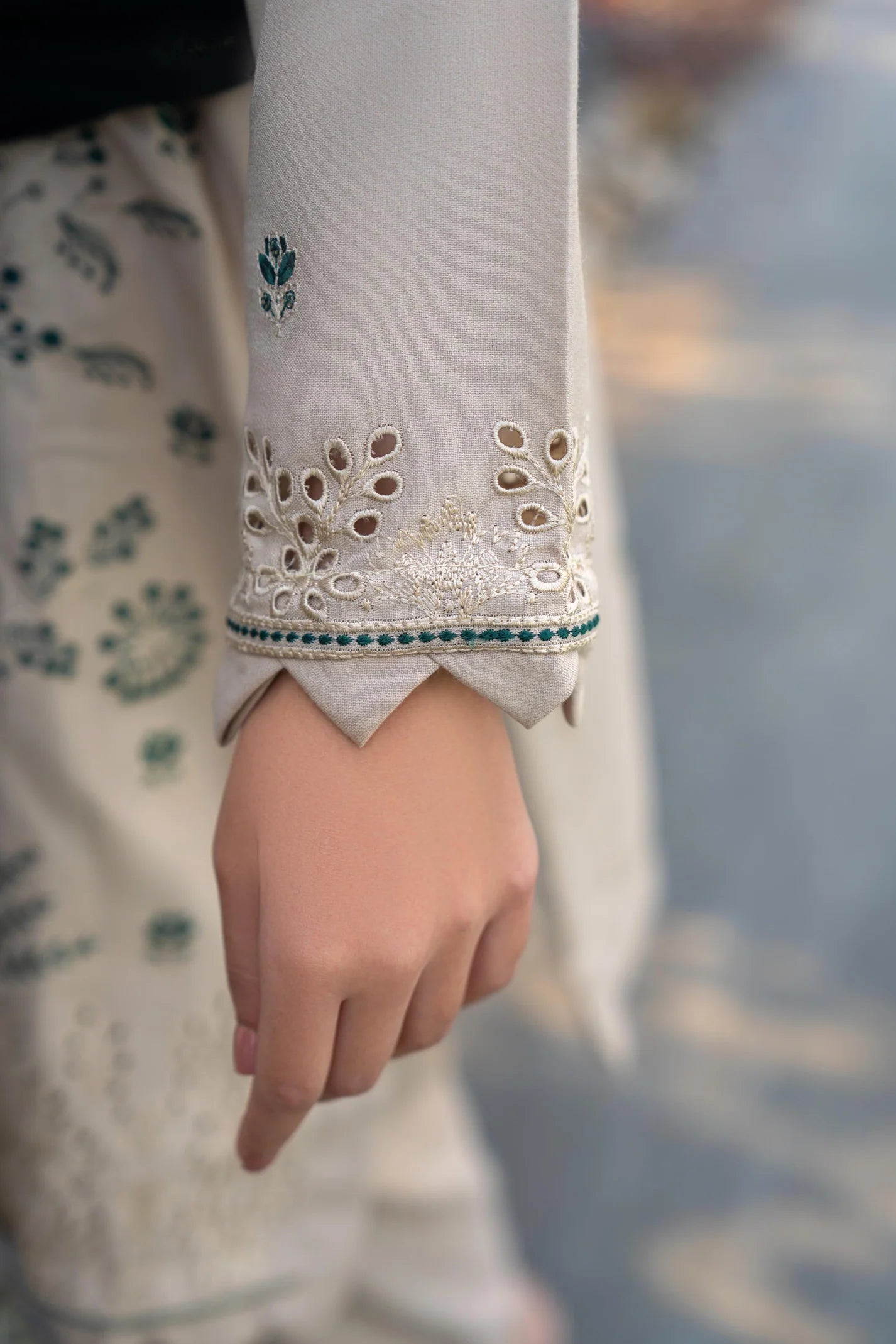 TANA BANA-3PC DHANAK EMBROIDERED SHIRT WITH VELVET EMBROIDERED READY TO WEAR SHAWL-TBF-1003