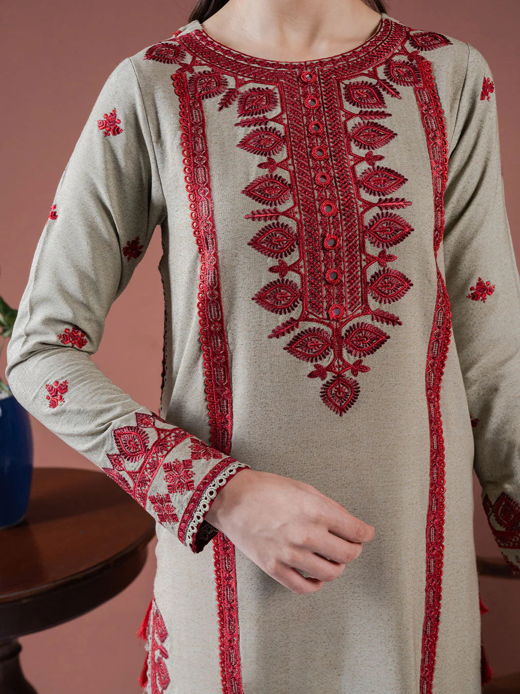 Asim Jofa-Lawn 3pc Embroidered Shirt With Lawn Embroidered Dupatta & Embroidered Trouser-UR-2505