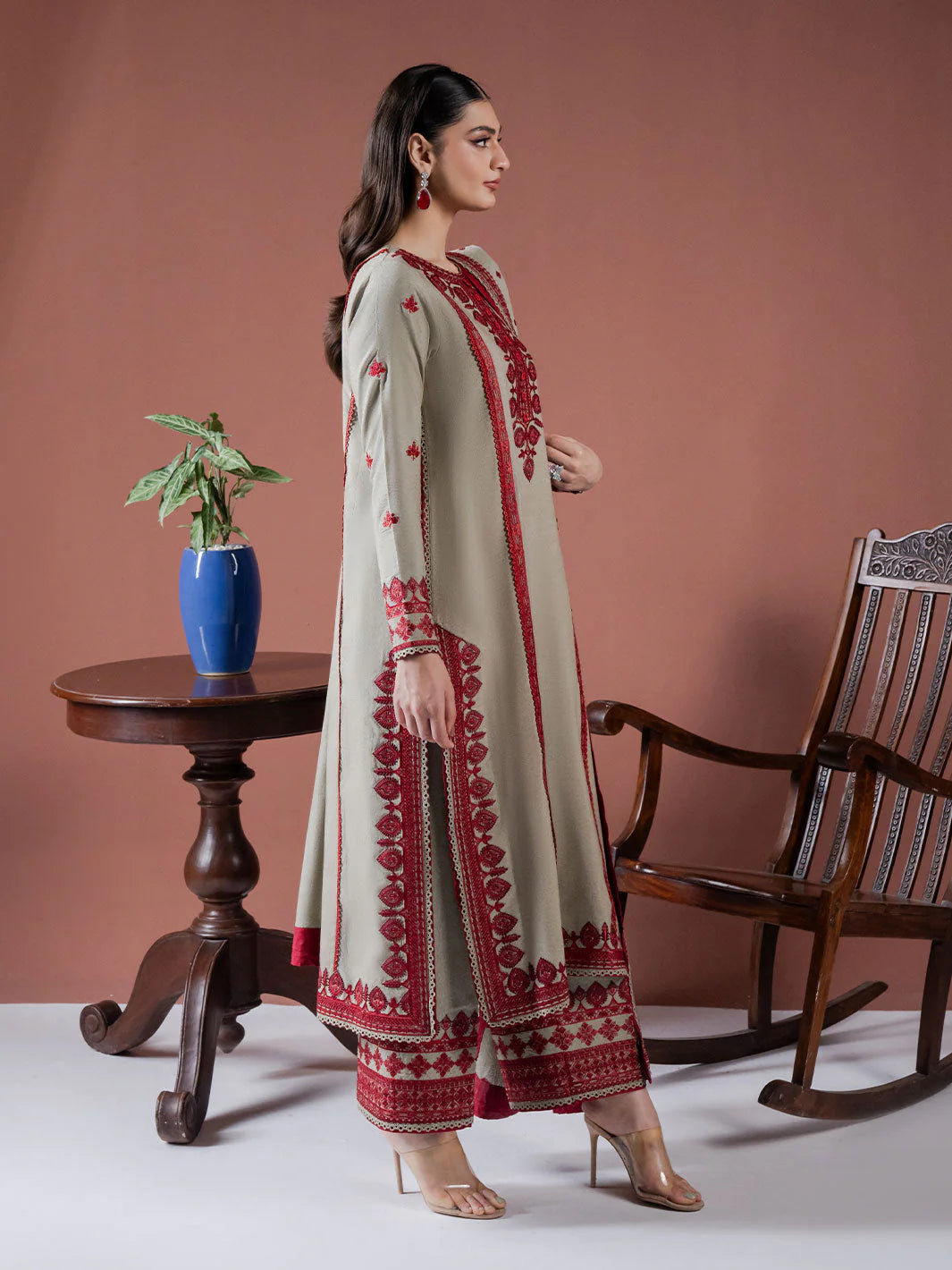 Asim Jofa-Lawn 3pc Embroidered Shirt With Lawn Embroidered Dupatta & Embroidered Trouser-UR-2505