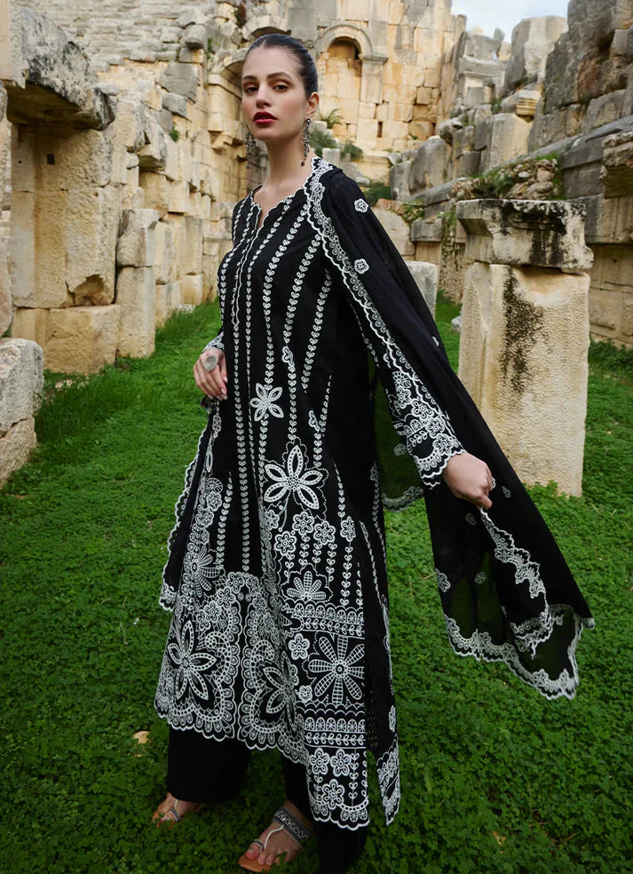 IMAGE-3PC LAWN EMBROIDERED SHIRT WITH CHIFFON EMBROIDERED DUPATTA AND TROUSER-UR-2933-B