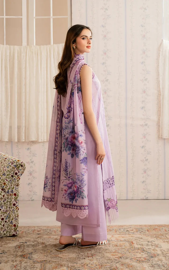 ASIFA NABEEL-3PC LAWN EMBROIDERED SHIRT WITH MONARK PRINTED DUPATTA AND TROUSER-UR-2931