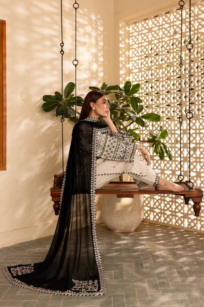 BATIK-3PC LAWN EMBROIDERED SHIRT WITH CHIFFON EMBROIDERED DUPATTA AND TROUSER-UR-2812