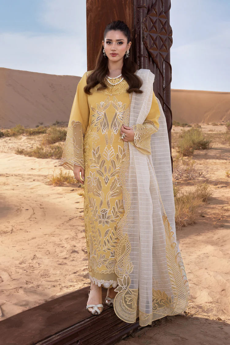 RANG RASIYA-3PC LAWN LASERCUTWORK EMBROIDERED SHIRT WITH KHAADI NET EMBROIDERED DUPATTA AND TROUSER-UR-3645