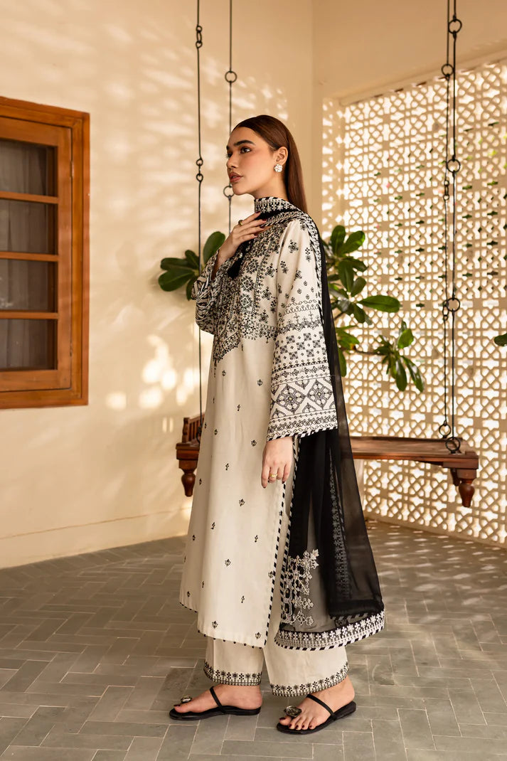 BATIK-3PC LAWN EMBROIDERED SHIRT WITH CHIFFON EMBROIDERED DUPATTA AND TROUSER-UR-2812