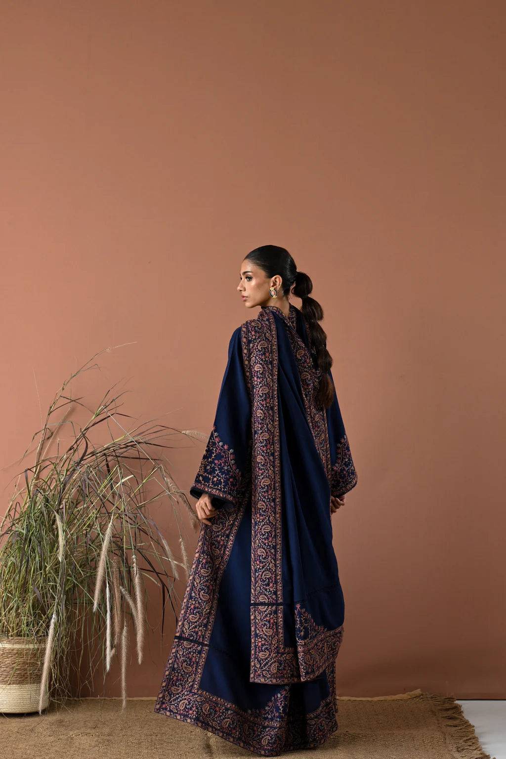 BATIK-3PC DHANAK EMBROIDERED SHIRT WITH DHANAK EMBROIDERED SHAWL AND TROUSER-UR-4067