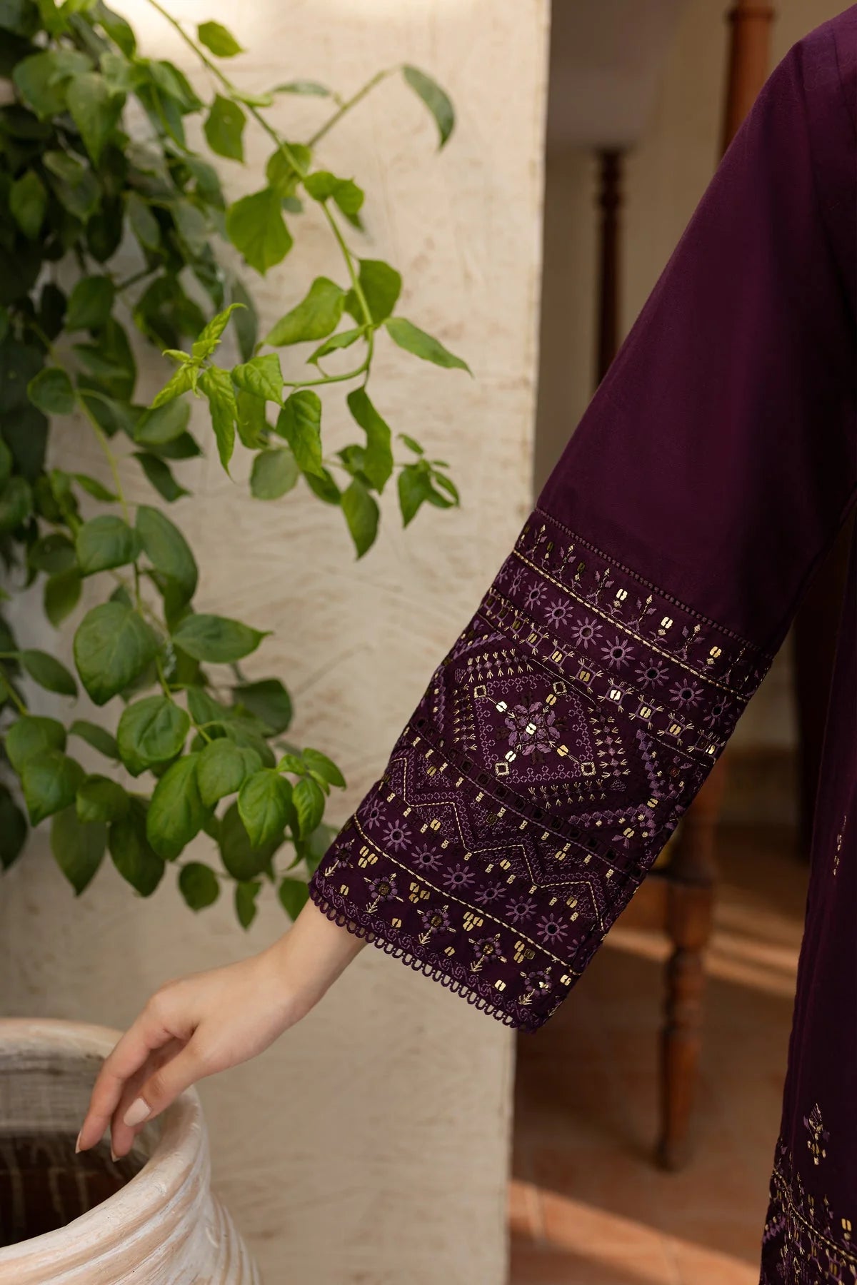 BATIK-2PC LAWN SEQUIN EMBROIDERED SHIRT WITH SEQUIN EMBROIDERED TROUSER-UR-1204
